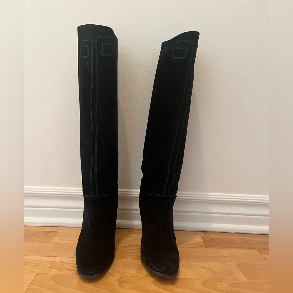 Black Suede Over the Knee Boots with Sleek Design